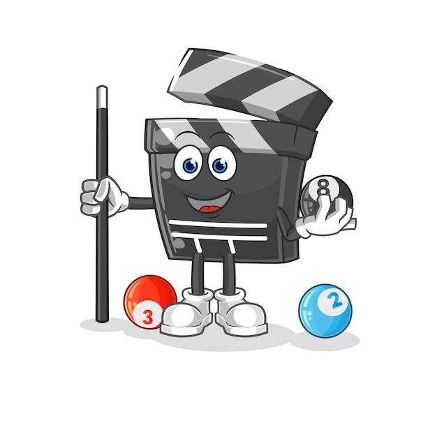 Clapboard plays billiard character cartoon mascot vector