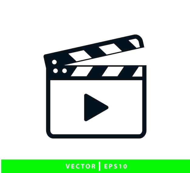 Vector clapper board icon flat style illustration