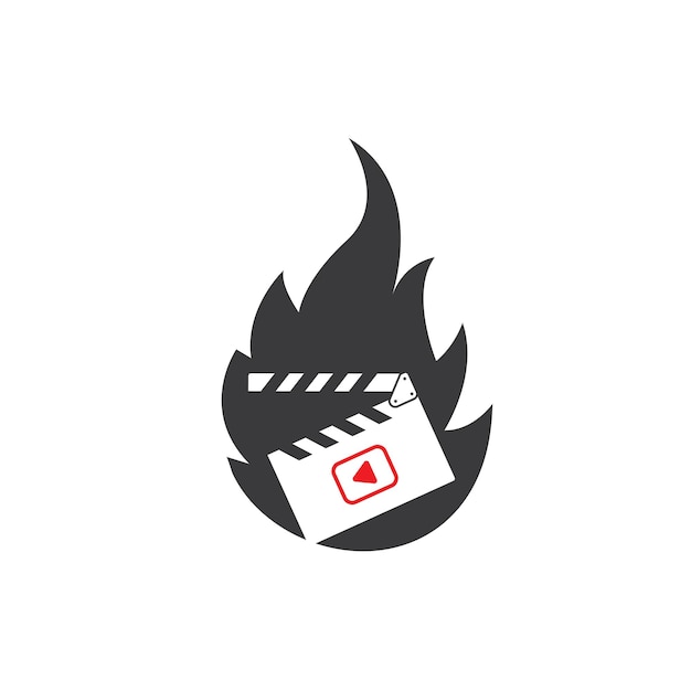 Clapperboard 화재 로고 아이콘 요소 벡터 일러스트 디자인