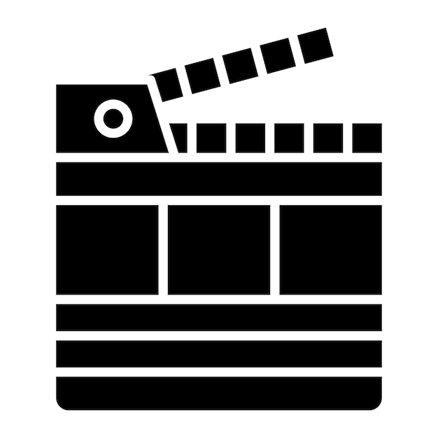 Clapperboard Glyph Solid Black Illustration