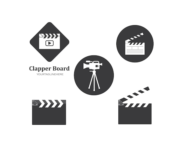 산업 영화 및 영화제 벡터 일러스트 레이 션 디자인의 Clapperboard 영화 아이콘