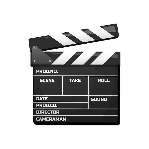 Clapperboard for Movie. Vintage cinema, entertainment and recreation.