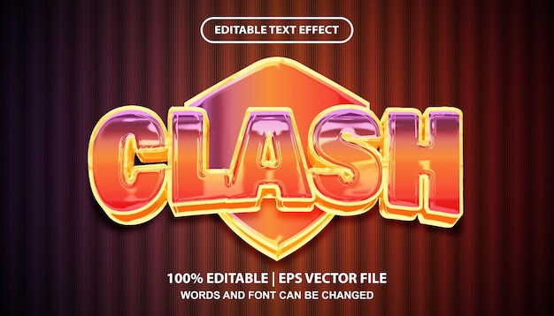 Clash editable text effect template, gradient lettering with glossy effect font style