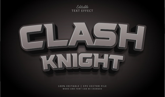 Clash Knight Editable Text Effect Style 3d Speltitel en zilveren badge
