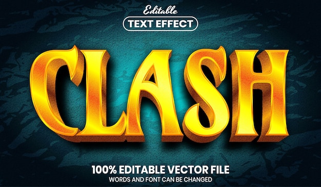 Clash text, font style editable text effect