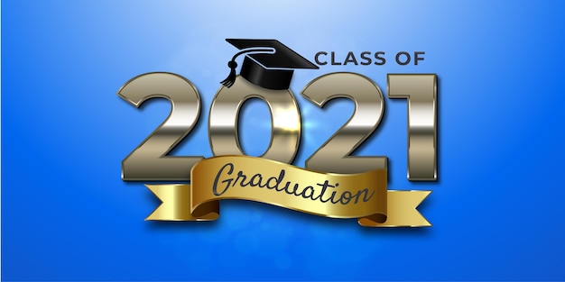 Vector class of 2021 graduation text design