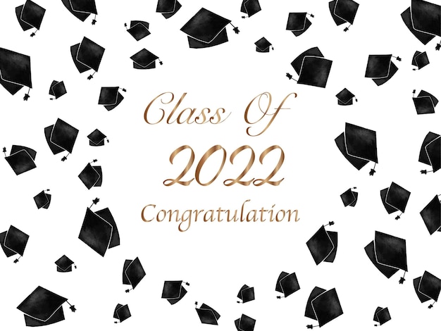 2022 년 클래스 졸업 축하 배경 수채화 그림 장식 요소
