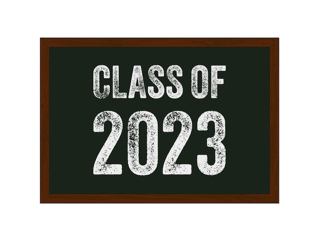 Vector class of 2023 congratulations to graduates on blackboard chalk effect