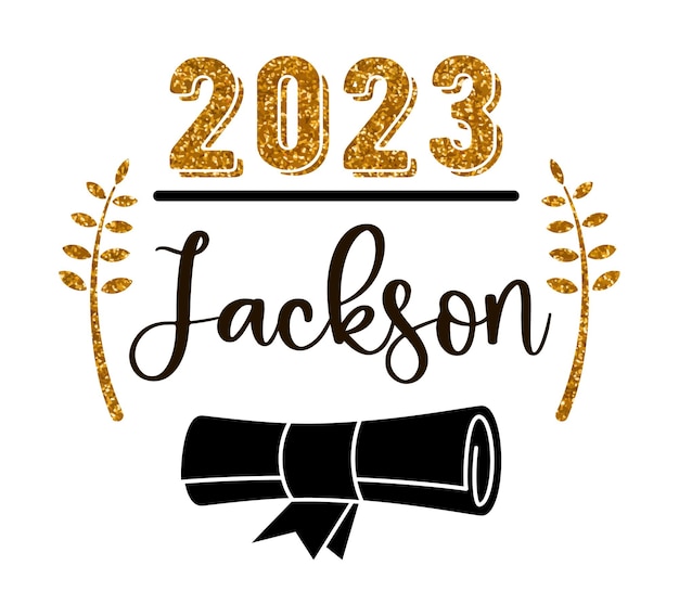 Vector class of 2023 graduation congratulations at school university or college trendy calligraphy inscription