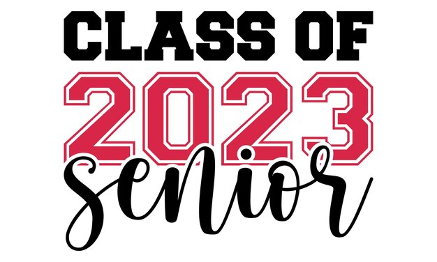 Vector class of 2023 senior  black and white design template, car window sticker, pod, cover, isolated blac