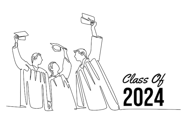 2024 클래스 단일 라인 드로우 디자인 터 그래픽 일러스트레이션