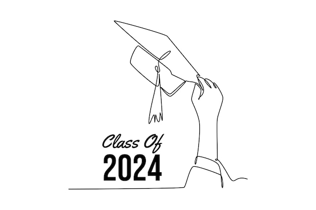 クラス 2024 コンセプト 単一線画デザイン ベクトルグラフィックイラスト