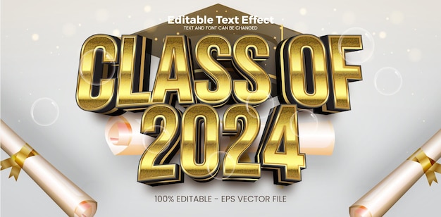 Vector class of 2024 editable text effect in modern trend style