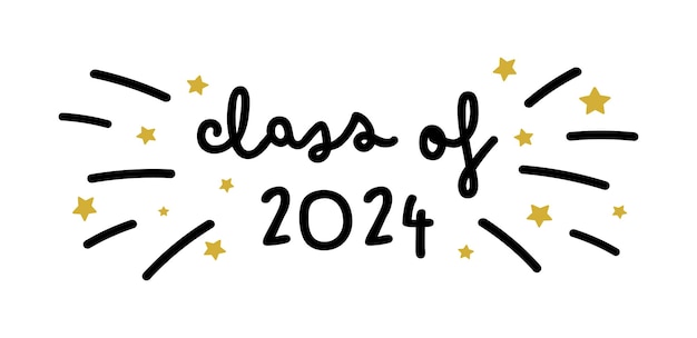 Vector class of 2024 graduation handwritten text