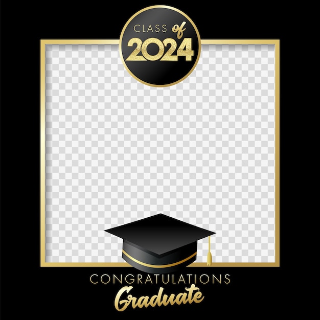 Vector class of 2024 graduation party photo frame creative concept