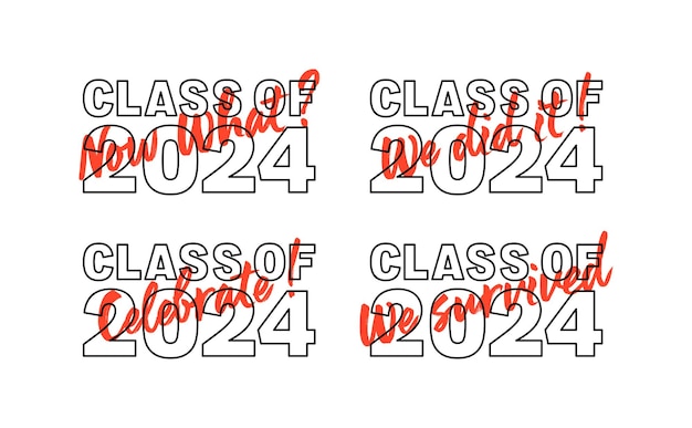 Vector class of 2024 with sarcastic phrases funny graduation