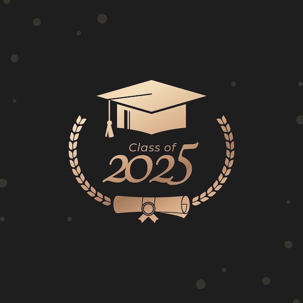 Classe dell'anno 2025 graduazione della decorazione congratulazioni con corona d'alloro per i diplomati della scuola