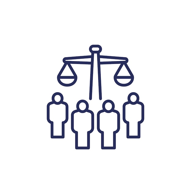Vector class action line icon collective legal case