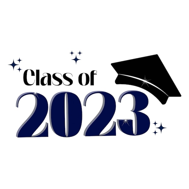 Вектор Логотип класса 2023 с выпускной шапкой