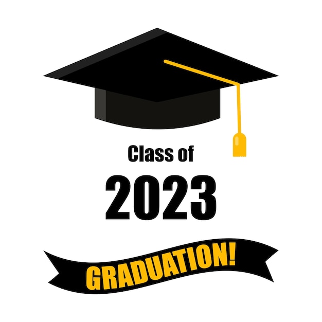 Class off 2023. Education concept. Graduation cap 2023. Vector illustration. stock image. EPS 10.