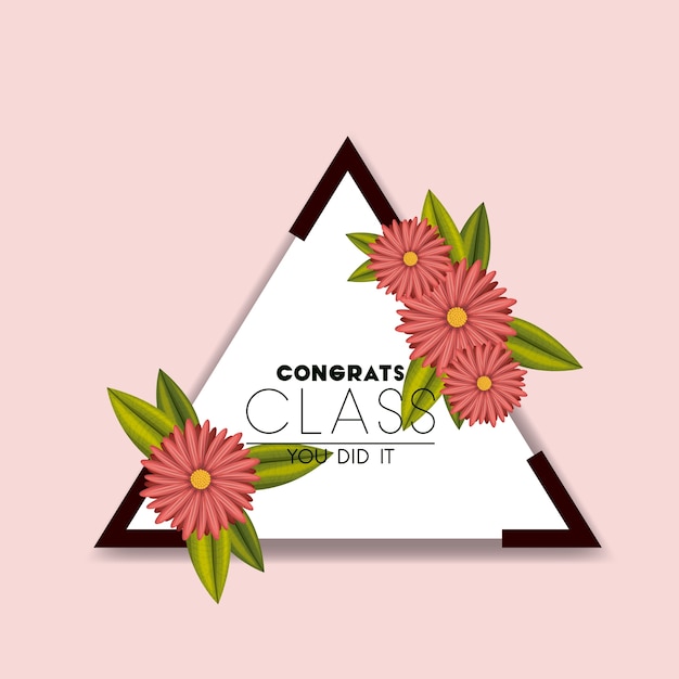 Class of the year triangular and floral frame