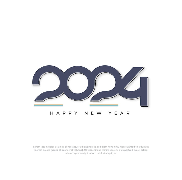 그림자의 미묘한 터치가 있는 클래식 2024 새해 번호 2024 새해 축하