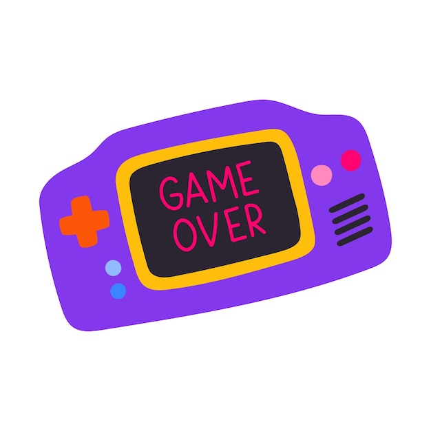 Classic 80s 90s game console in modern flat style Hand drawn vector illustration Fashion patch