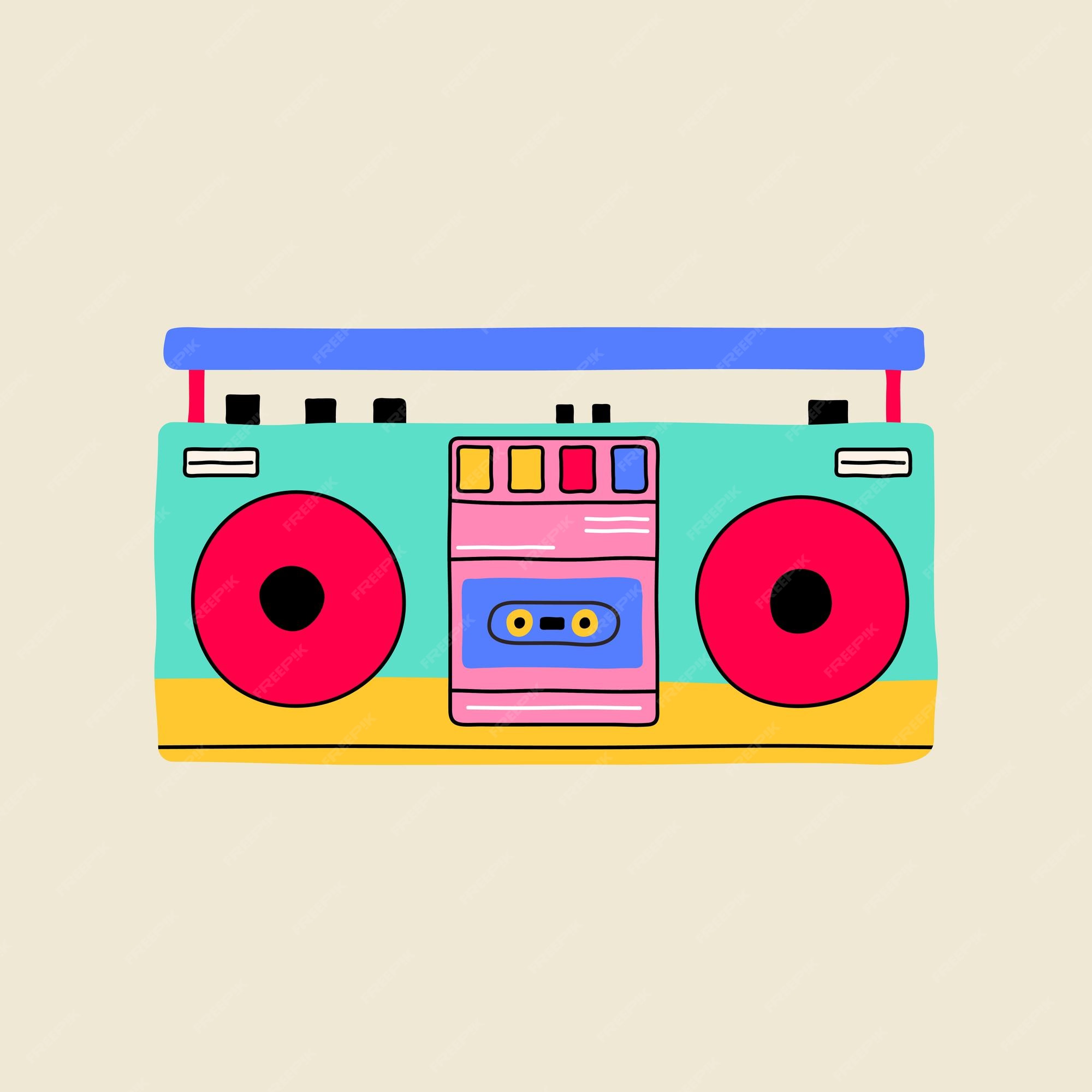 Premium Vector | Classic 80s 90s in modern style flat line of record player  audio tape recorder ghetto boom box