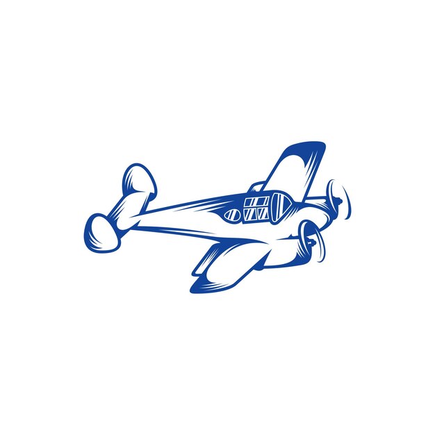 Illustrazione del modello di simbolo dell'icona di vettore di progettazione dell'aeroplano classico