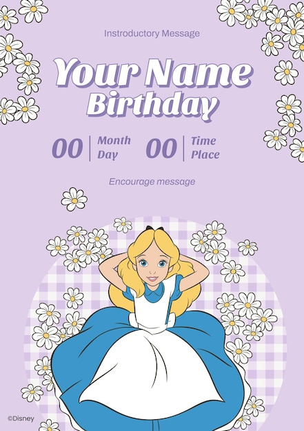 Classic Alice in Wonderland Characters Birthday Invitation