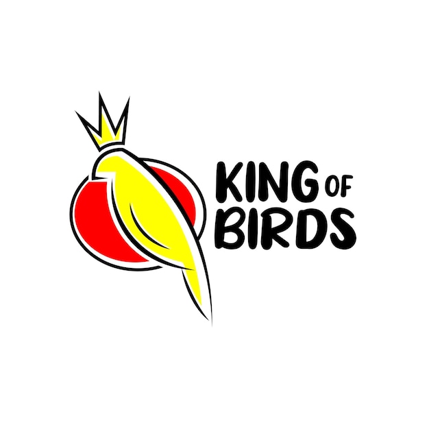 동물 커뮤니티 취미 및 회사를 위한 크라운 로고 개념이 있는 고전적이고 장난기 많은 새