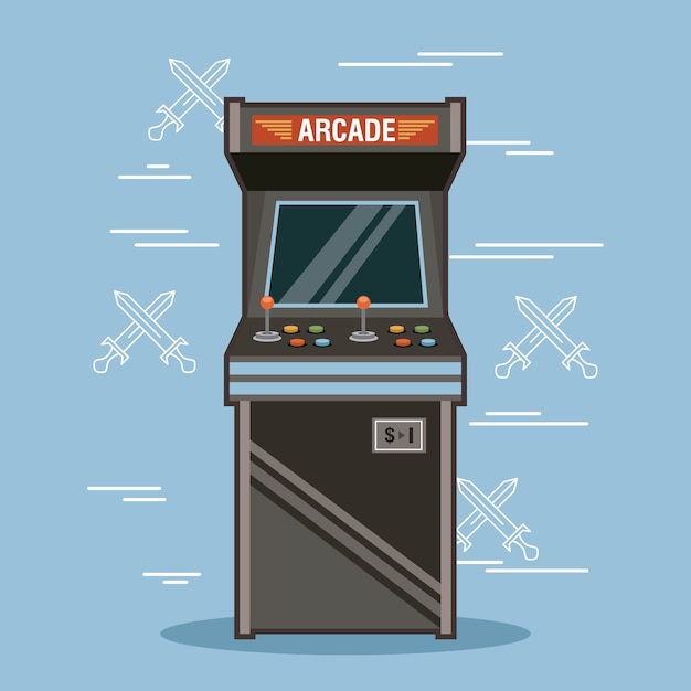 Classic arcade game machine rendering