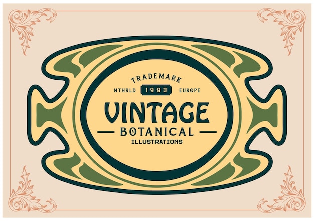 Classic badge botanical label illustration