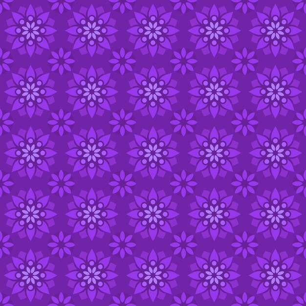 Fondo senza cuciture classico batik. carta da parati mandala geometrica di lusso. elegante motivo floreale tradizionale di colore viola