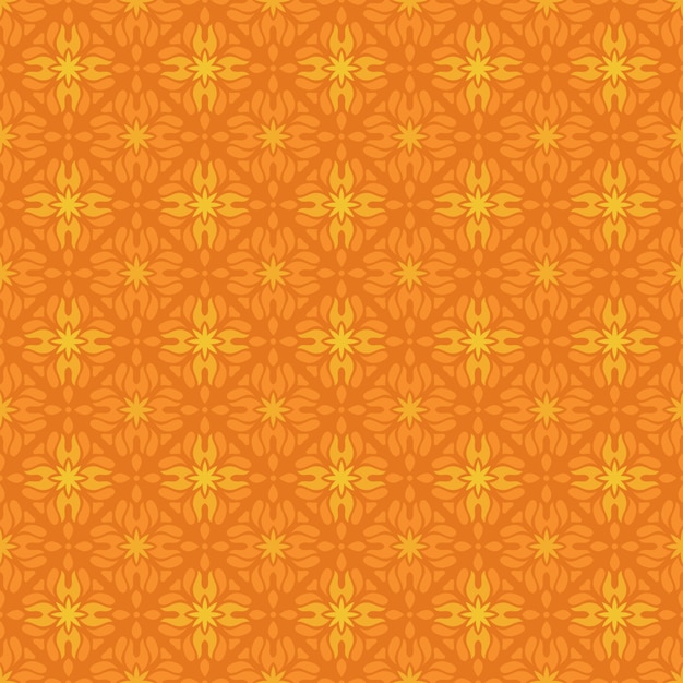 Vector classic batik seamless pattern background. luxury geometric wallpaper. elegant traditional floral motif in orange color