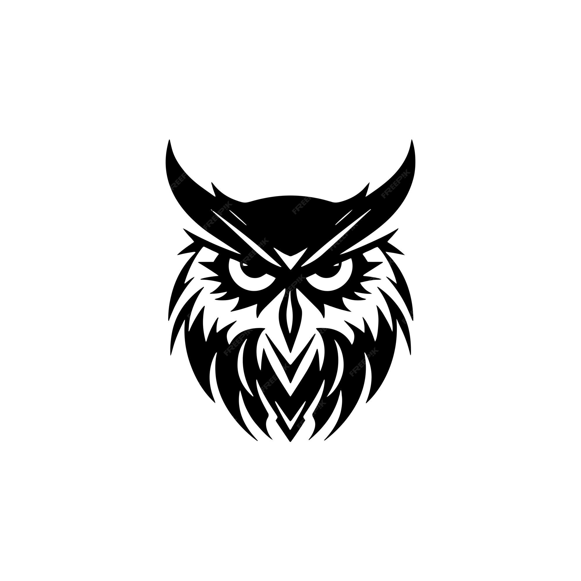 Premium Vector | A classic black vector of owl bird with white background