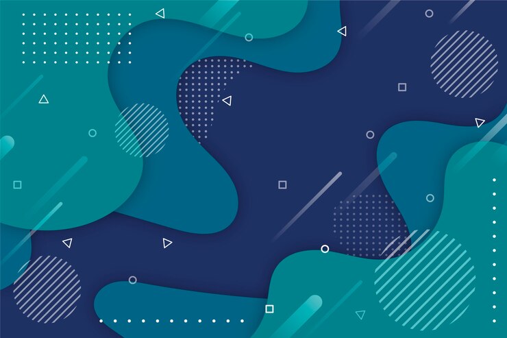 Vector classic blue background with memphis effect
