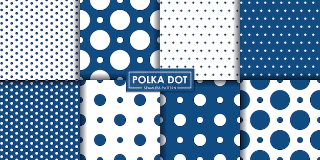 Classic blue polkadot seamless pattern collection