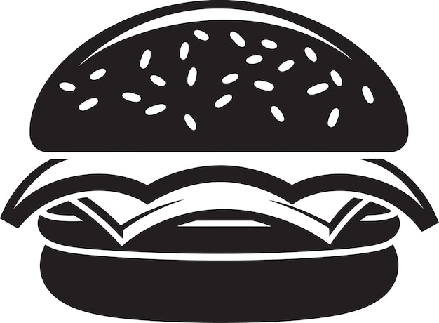 Vector classic burger radiance monochrome icon iconic burger design black emblem