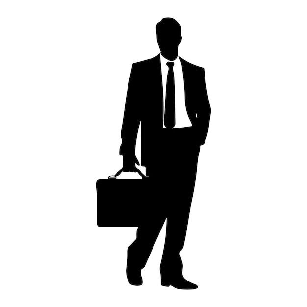 Vector classic businessman silhouette with briefcase