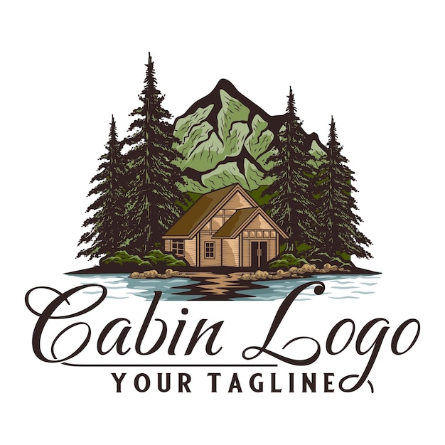 Vector classic cabin home logo design. vector, log house, inn and recreation