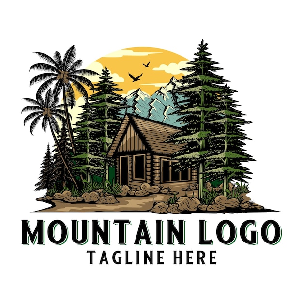 classic cabin logo. outdoor, hiking, camping, adventure