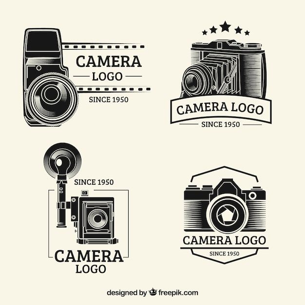 Vector classic camera logo collection