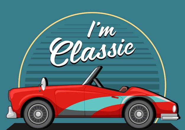 Vector classic car concept with old car side view