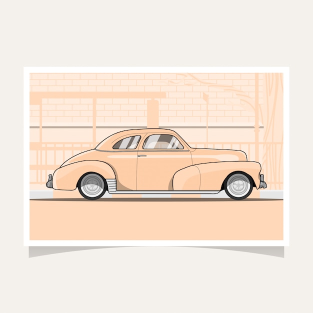 Vector classic car conceptual design flat illustration vector