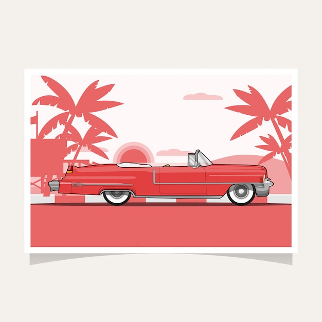 Classic car conceptual design flat illustration vector