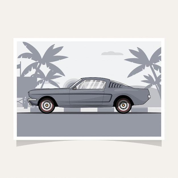 Classic car conceptual design flat illustration vector