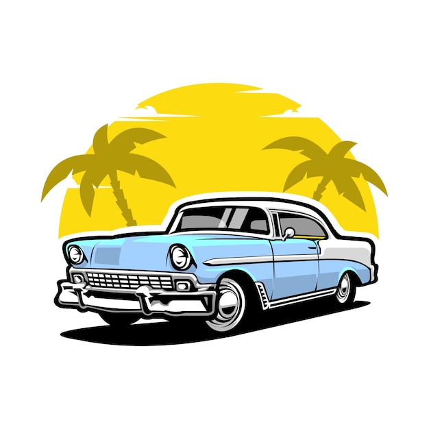 classic car emblem circle logo vector art design ready made vintage car logo vector art