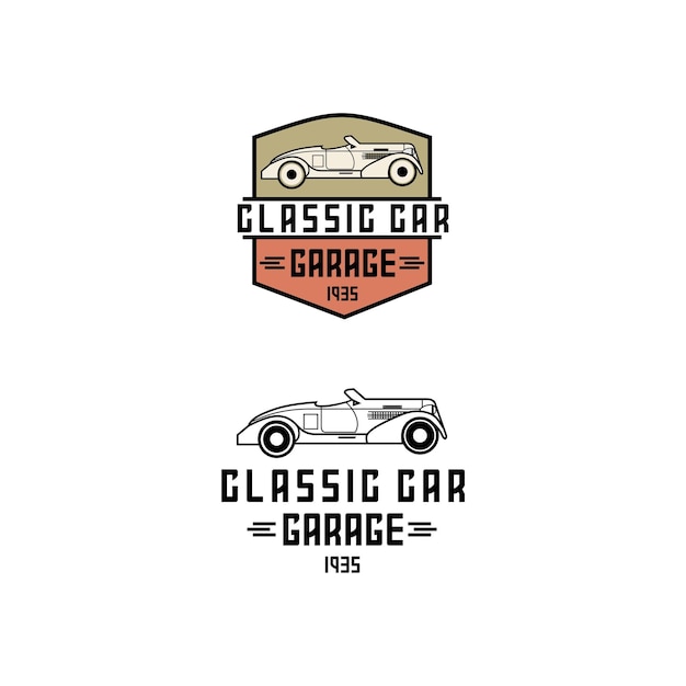 Vector classic car garage badge vector logo design