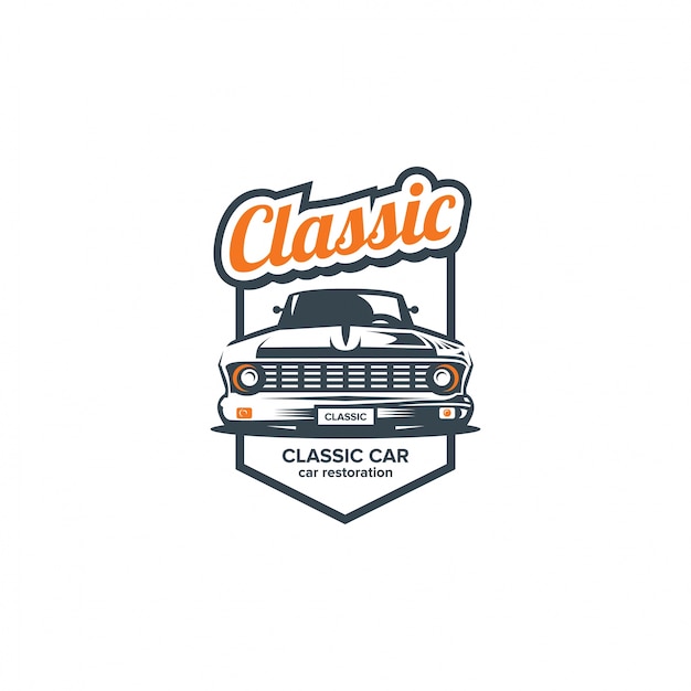 classic car illustration, front view